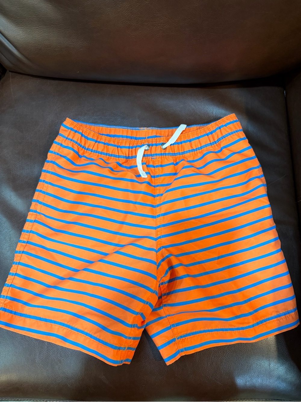 Hanna Andersson Orange and Blue Striped Boys Swim Shorts